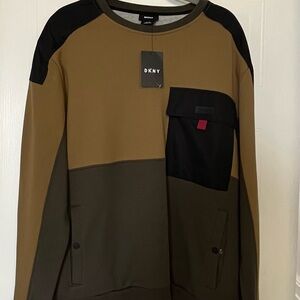 DKNY Men's Colorblock Sweater - Black and Brown